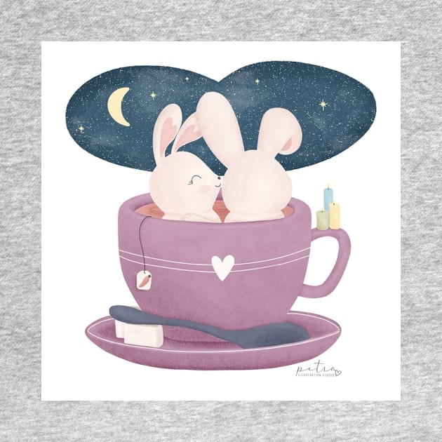 two bunnies in a cup by petraillustrationstudio